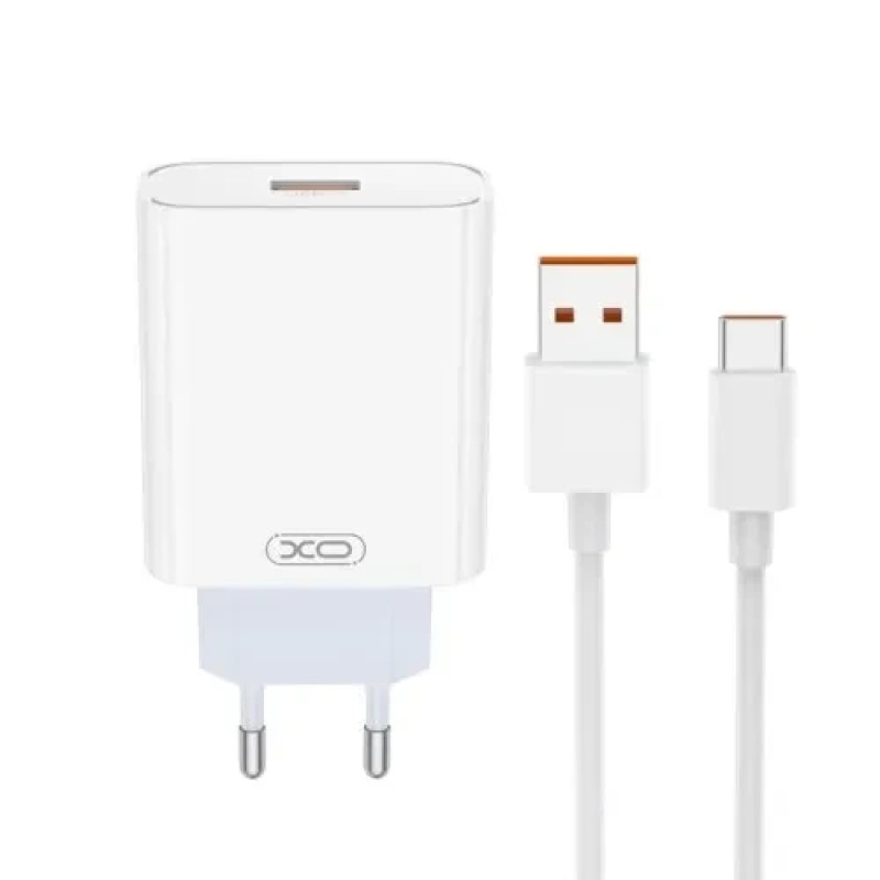 Мережевий зарядний пристрій XO L164, 120W, з кабелем Type-C, Білий