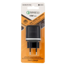 Мережевий зарядний пристрій Borofone BA36A, QC3.0, з кабелем Type-C, Чорний