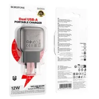 Мережевий зарядний пристрій Borofone BAS51A, 12W, з кабелем Type-C, Чорний