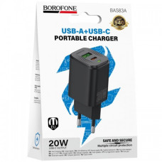 Мережевий зарядний пристрій Borofone BAS83A, PD20W, Чорний