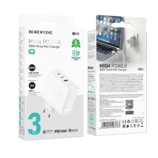 Мережевий зарядний пристрій Borofone BN11, PD100W, Білий