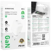 Мережевий зарядний пристрій Borofone BN26, PD20W, Білий