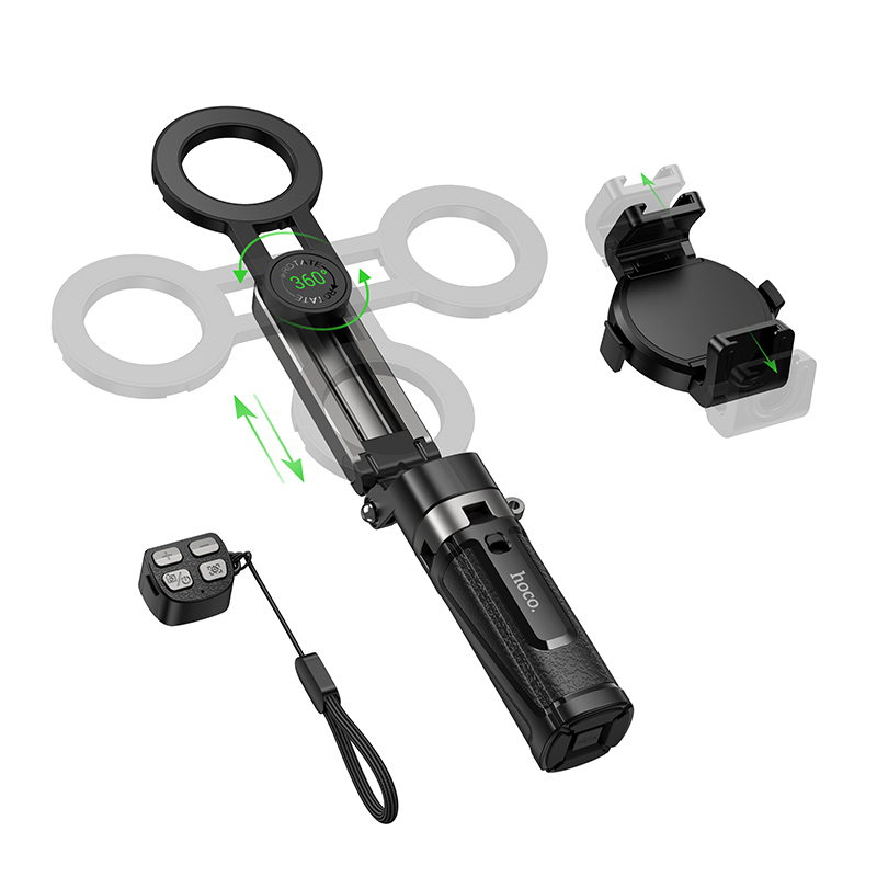 Монопод-штатив для селфі HOCO K27 Pro Magic, 3 в 1, магнітний, Bluetooth-пульт, чорний