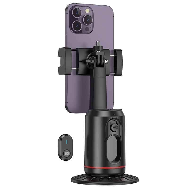 Смарт-тримач для телефона HOCO K23 Lotus зі стеженням за обличчям, Bluetooth-пульт, чорний