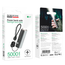 Power Bank Borofone BJ87, 5000 мА·год, чорно-сірий