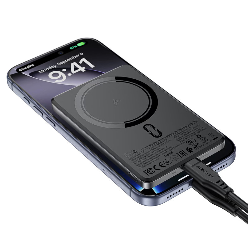 Power bank ACEFAST M8 5000mAh PD20W Qi чорний